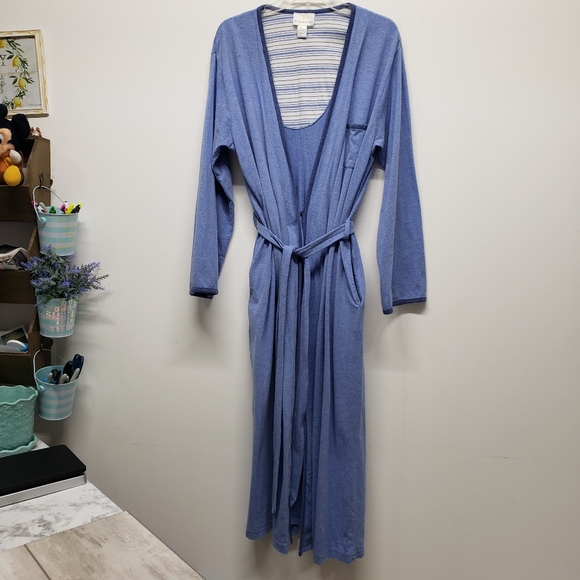 Carole Hochman Robe Womens Medium Blue Left Chest Pocket - Picture 1 of 15